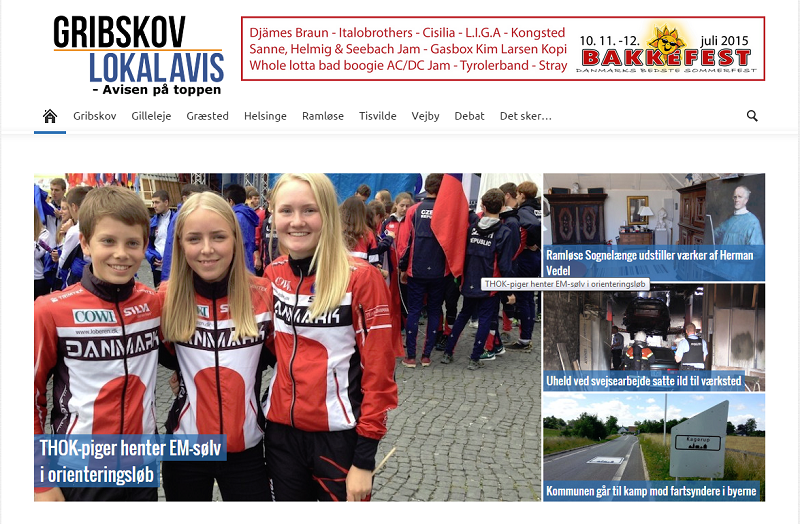 Reklame på Gribskov lokalavis  hjemmeside. 